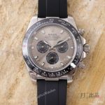 Swiss Quality Replica Rolex Daytona 43mm Watch Rhodium Gray Oysterflex Rubber Strap